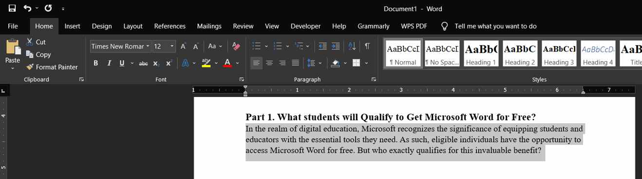 Text Highlighted for Formatting