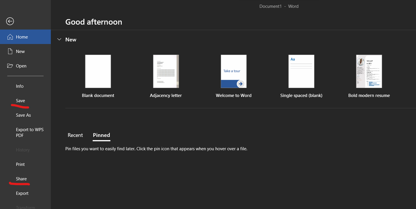 Save and Share Options