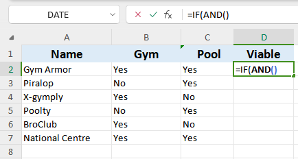 Excel IF AND function