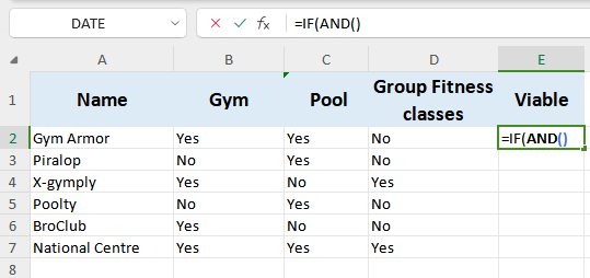 Excel IF AND function