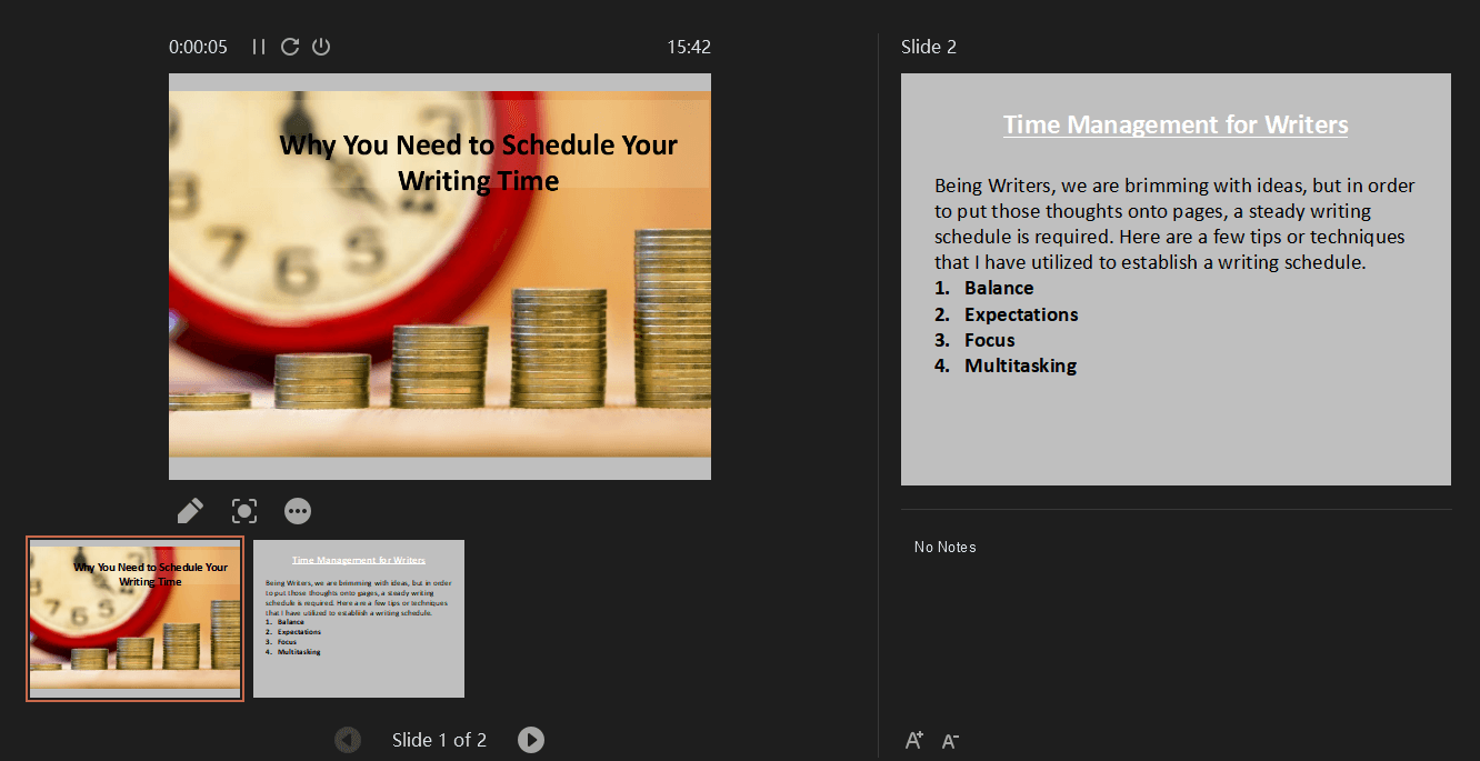 presentation running on WPS