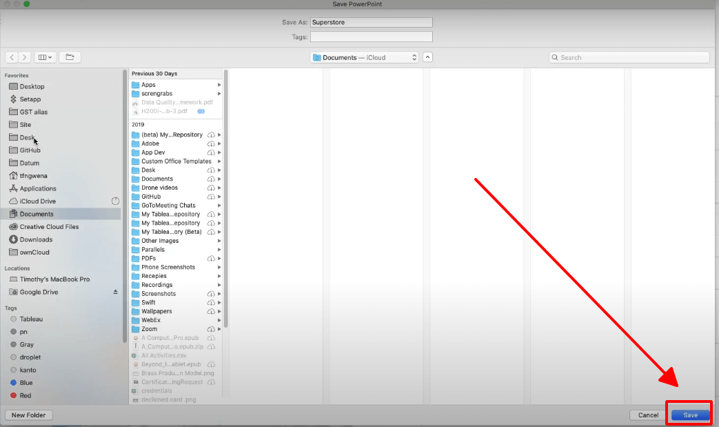 Save file Powerpoint