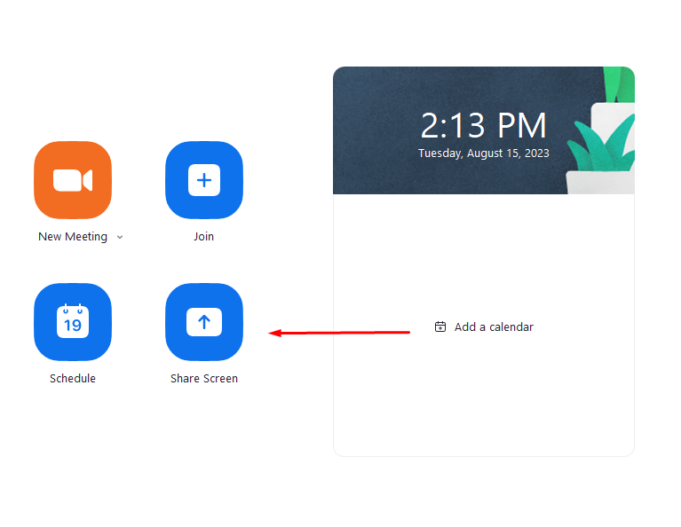 arrow pointing to the share screen option