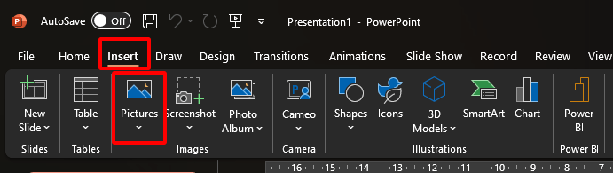Insert tab on Powerpoint