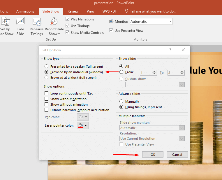 pointing to the further options
