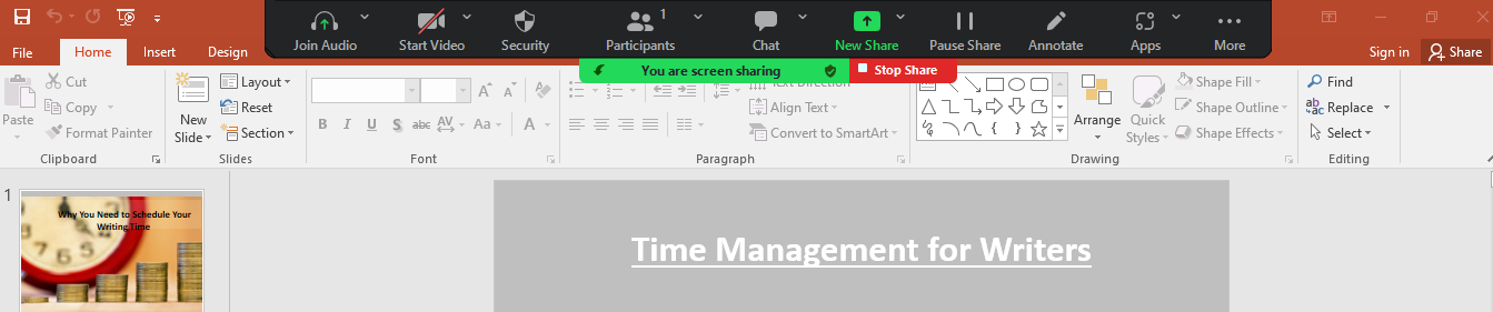 sharing of presentation on Zoom