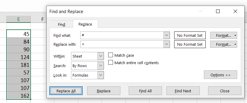 restore the formulas