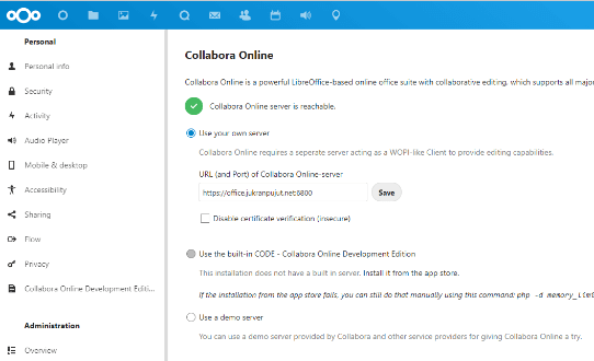 Configuration of Collabora Online