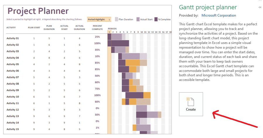 Excel Template preview