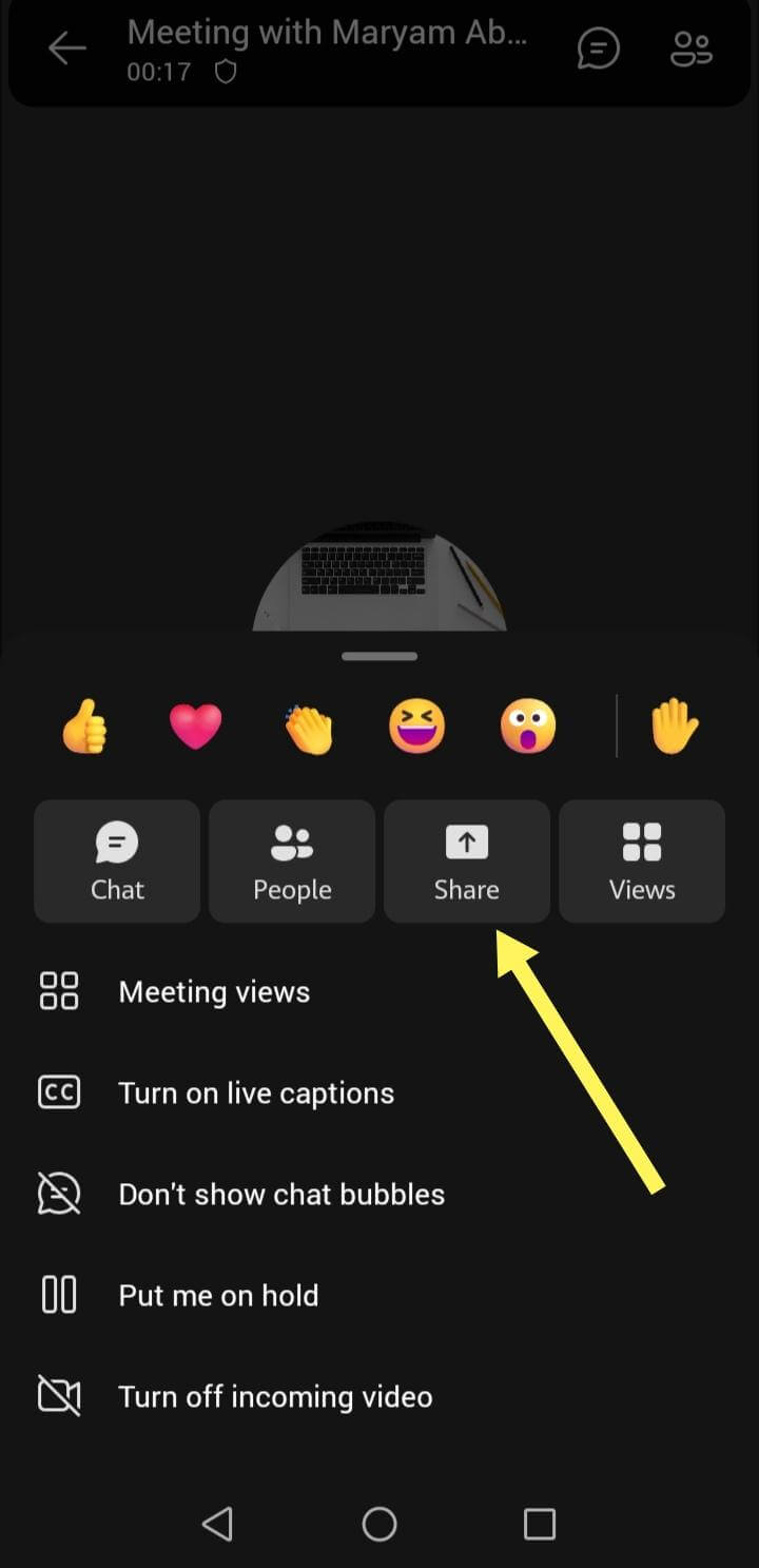 share option in teams