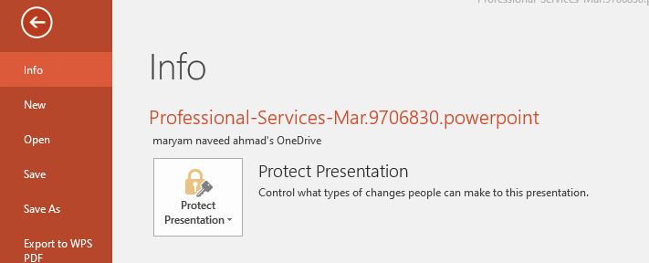 saving options for presentation