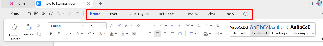 main page with editing features in WPS Office