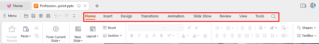 Homepage of Slides in WPS Office