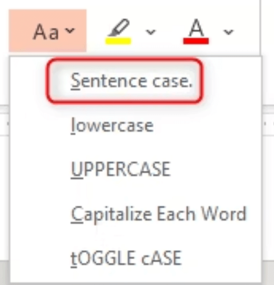 Click on Change Case