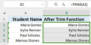 WPS Office Trim function results