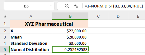 WPS Office Normal Distribution greater than