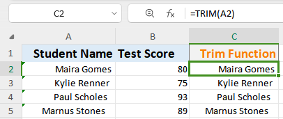 WPS Office trim function with CHAR(160)