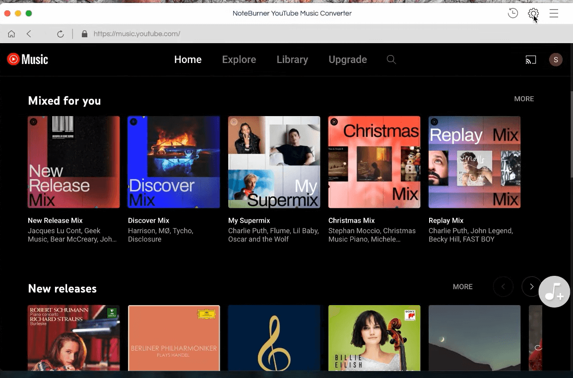 homepage of your NoteBurner YouTube music converter