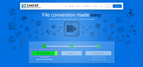Choose file on ZAMZAR