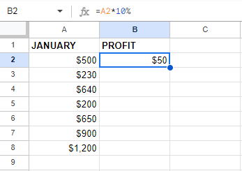 calculation involves a straightforward 10% computation based on the Sales Amount