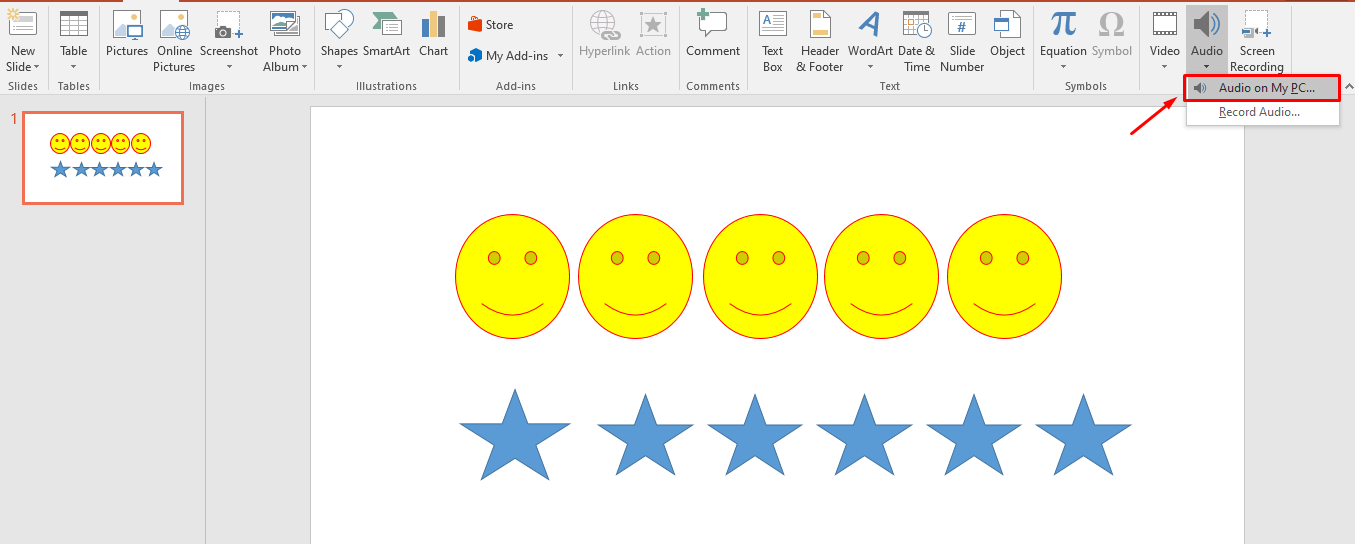 enhance presentation beauty with audio adding from pc