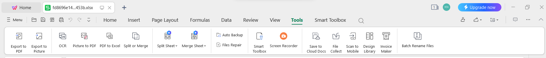 Open screen recorder in WPS Office Spreadsheets