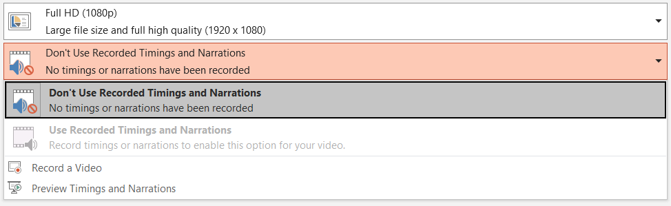 Select Narration and Timings