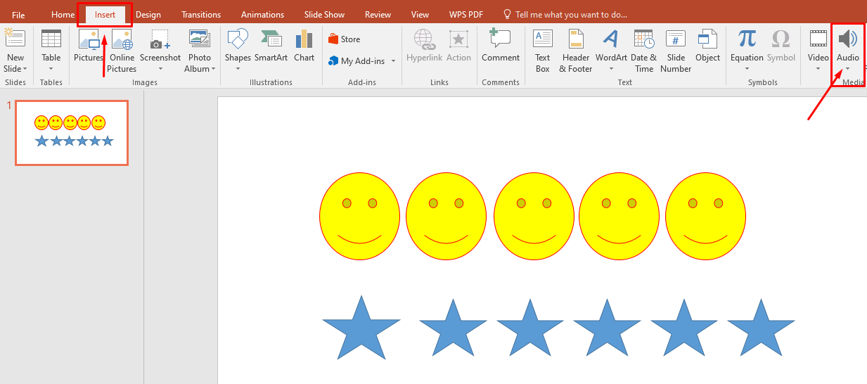insert section audio adding in a presentation