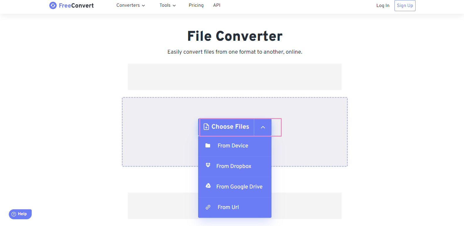 options to choose files in File Convertor