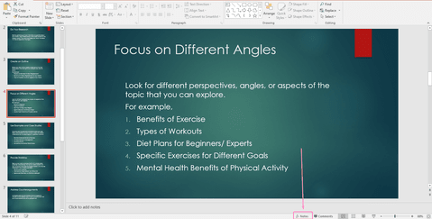 speaker notes in PowerPoint