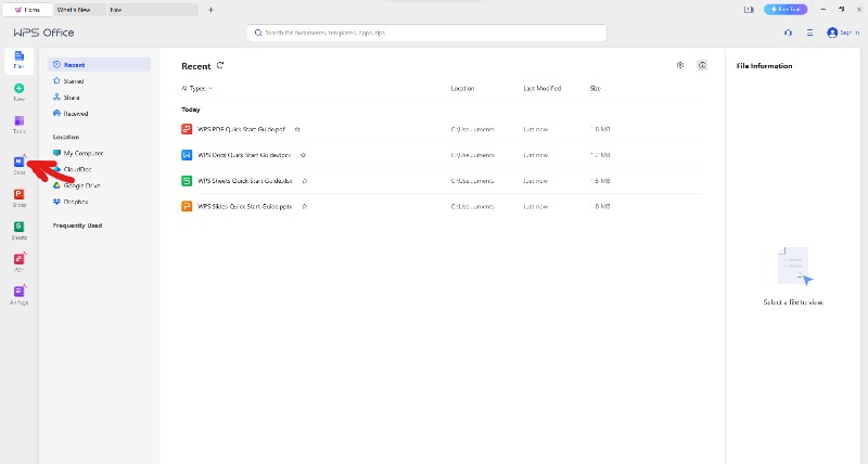 WPS Office Dashboard