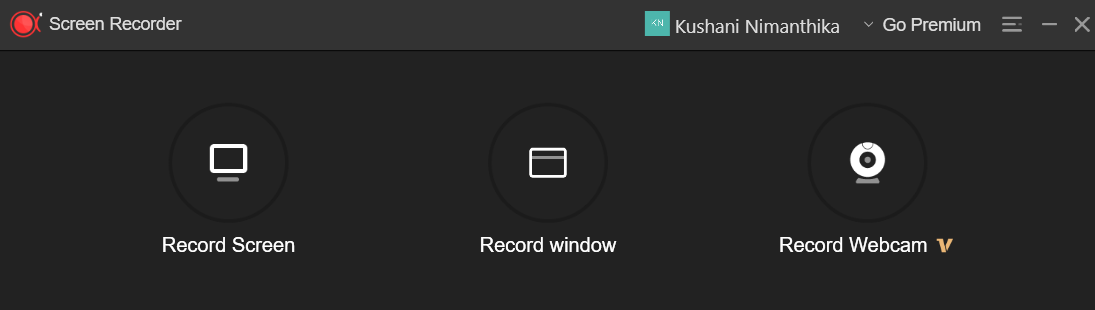 screen recorder interface