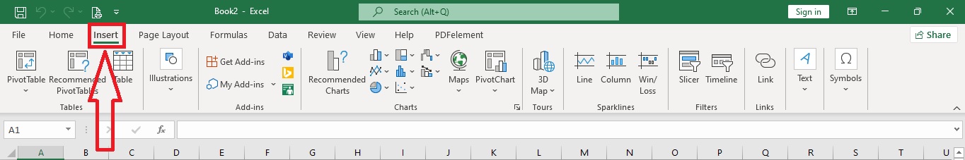 Click the Insert Option