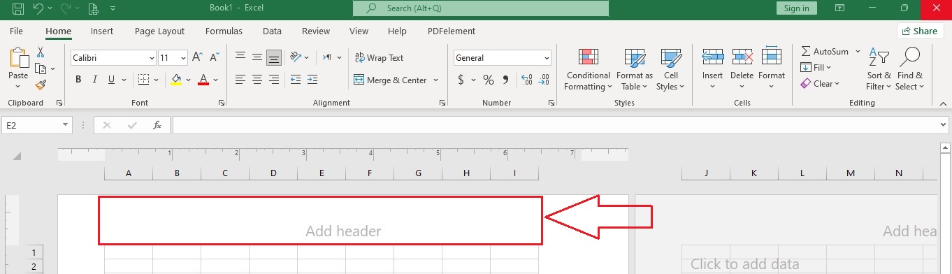 Click the Add Header section
