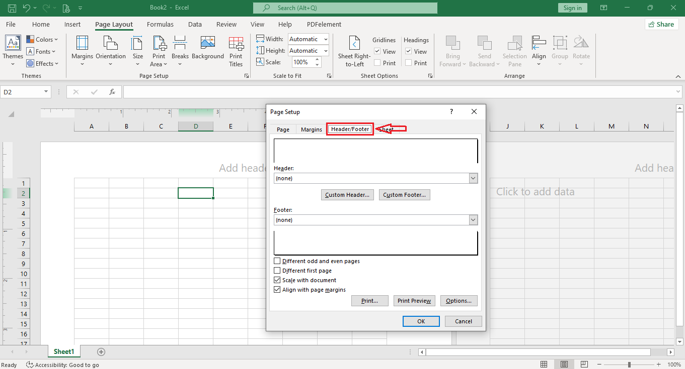 Select the Header/Footer