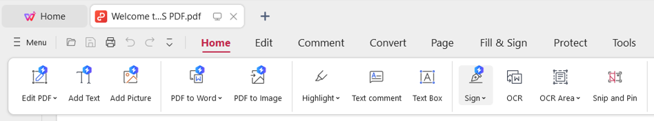  Sign feature in WPS Office PDF