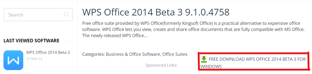 WPS Office 2014 download