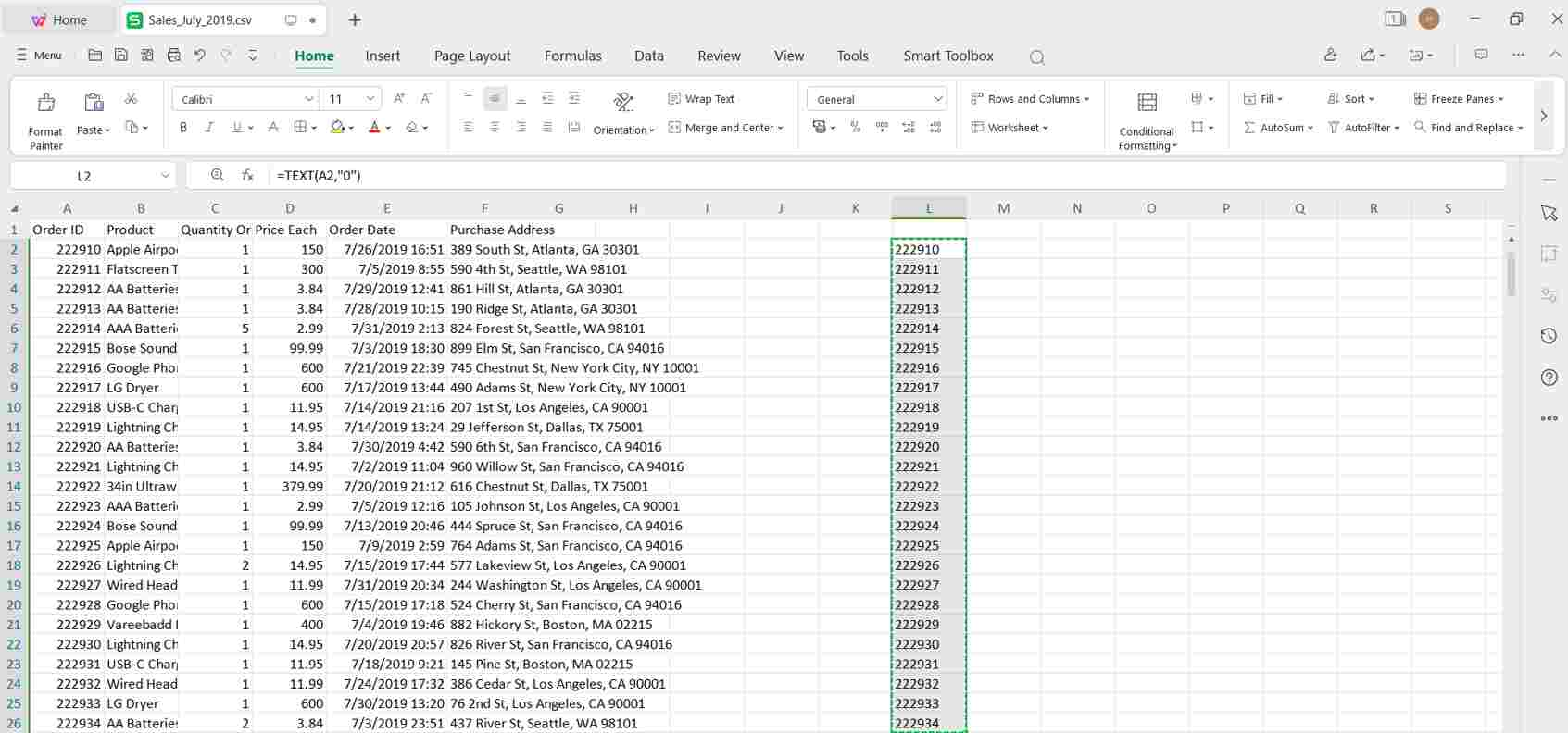 Copy the cells in Excel Doc