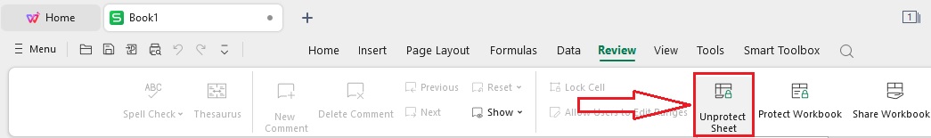 Click the Unprotect Sheet option