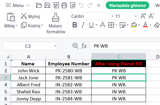 excel podciąg między znakami