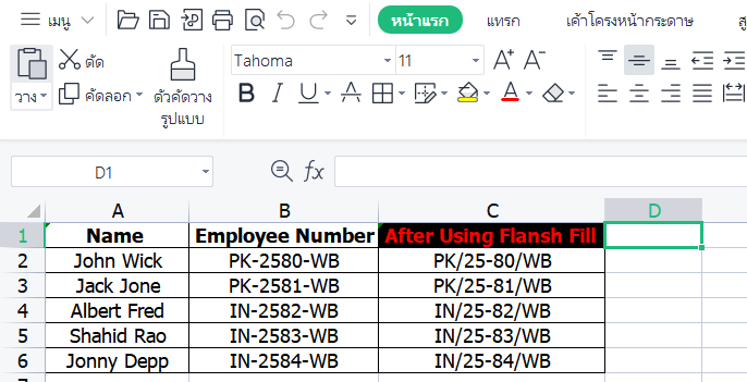 Flash Fill excel substring