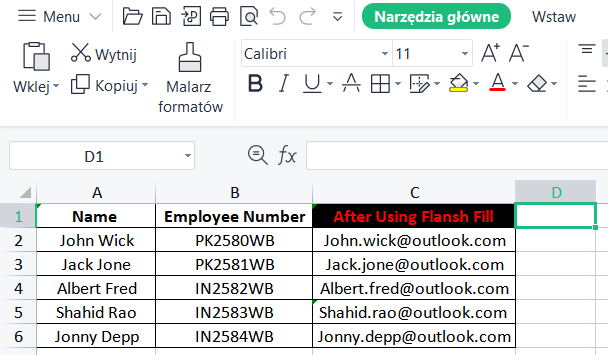 formatowanie podciągów w programie Excel
