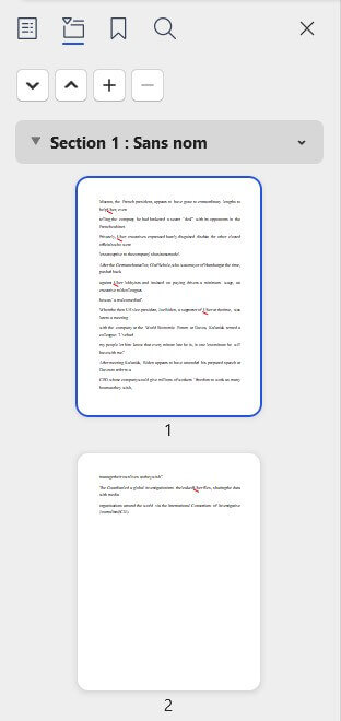  Navigation par section dans WPS Office