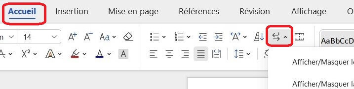 Marques de paragraphe dans Word