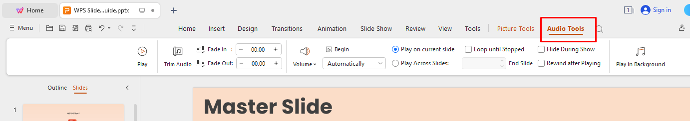 Audio Tools in WPS