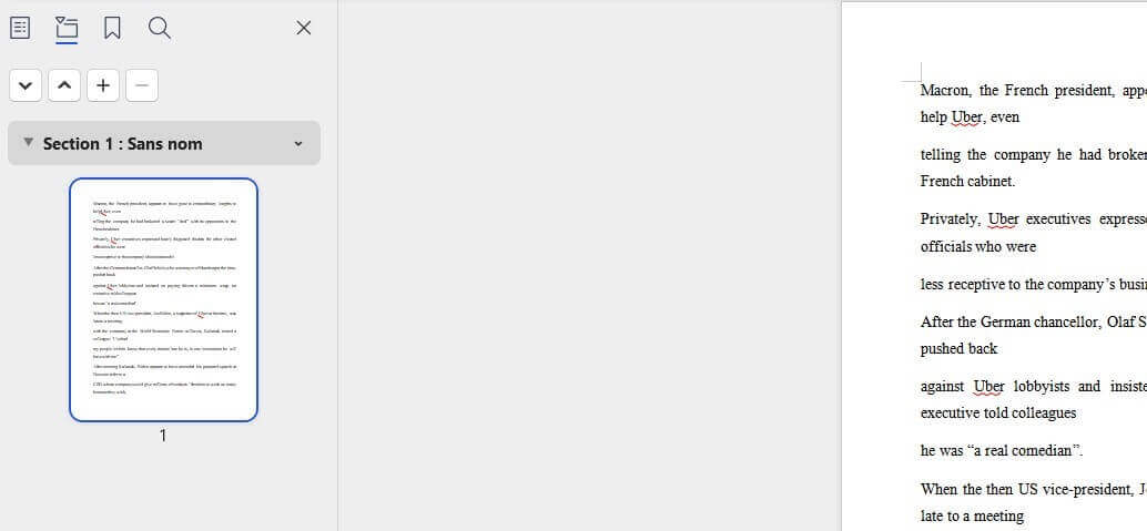 Page supprimée à l'aide du volet de navigation
