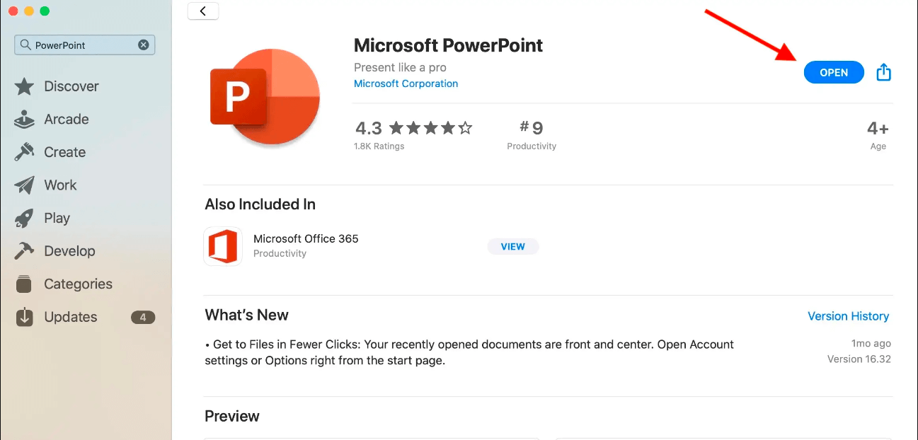 PowerPoint app on Mac