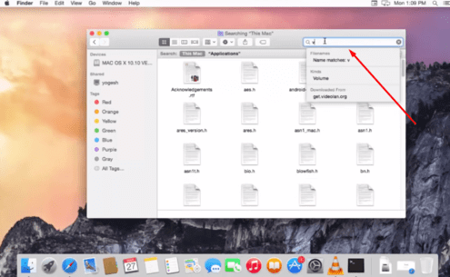 search bar in Finder app