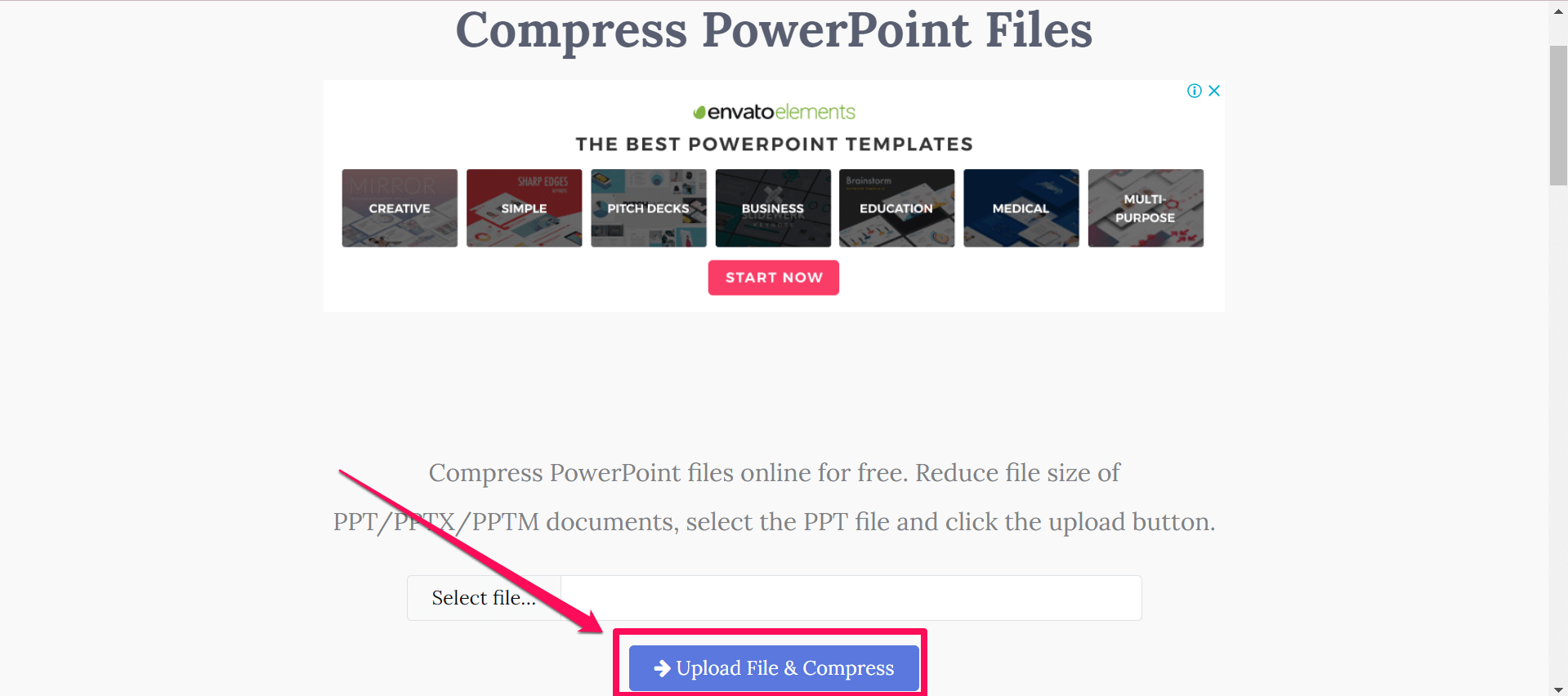 Click on Upload File & Compress 