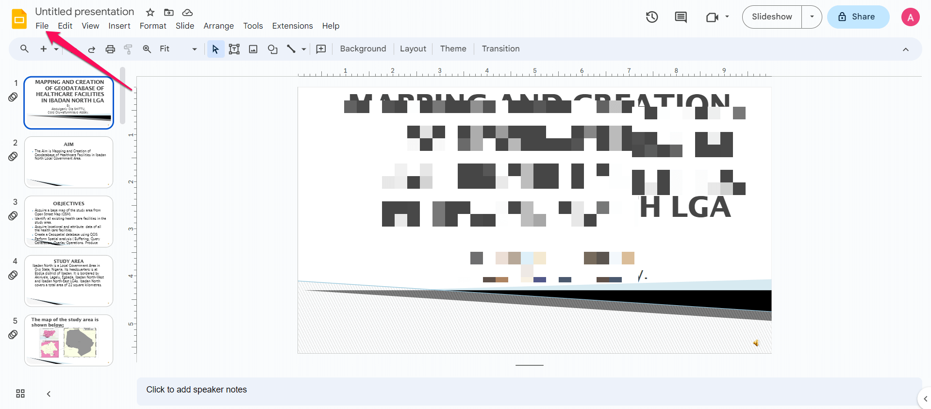 file option for slide